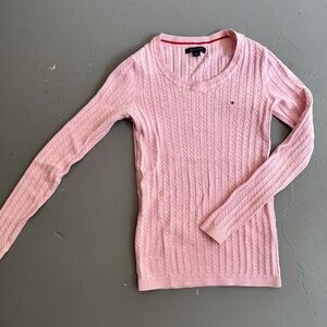 Tommy Hilfiger Pink Crew Neck Ribbed Sweater